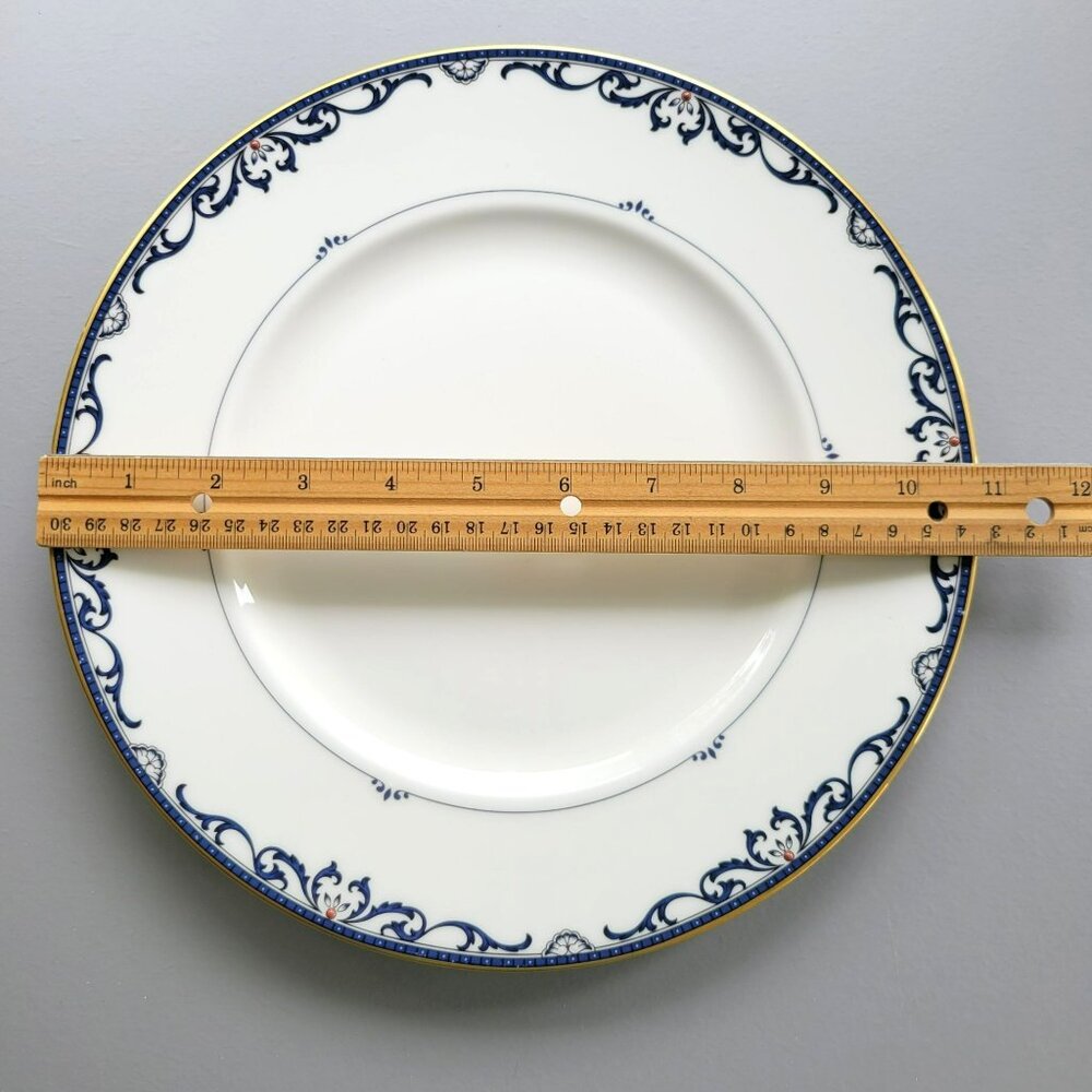 Lenox Royal Scroll Dinner Plate White with Elegant Blue Scroll, Red Dots, USA - Picture 8 of 10
